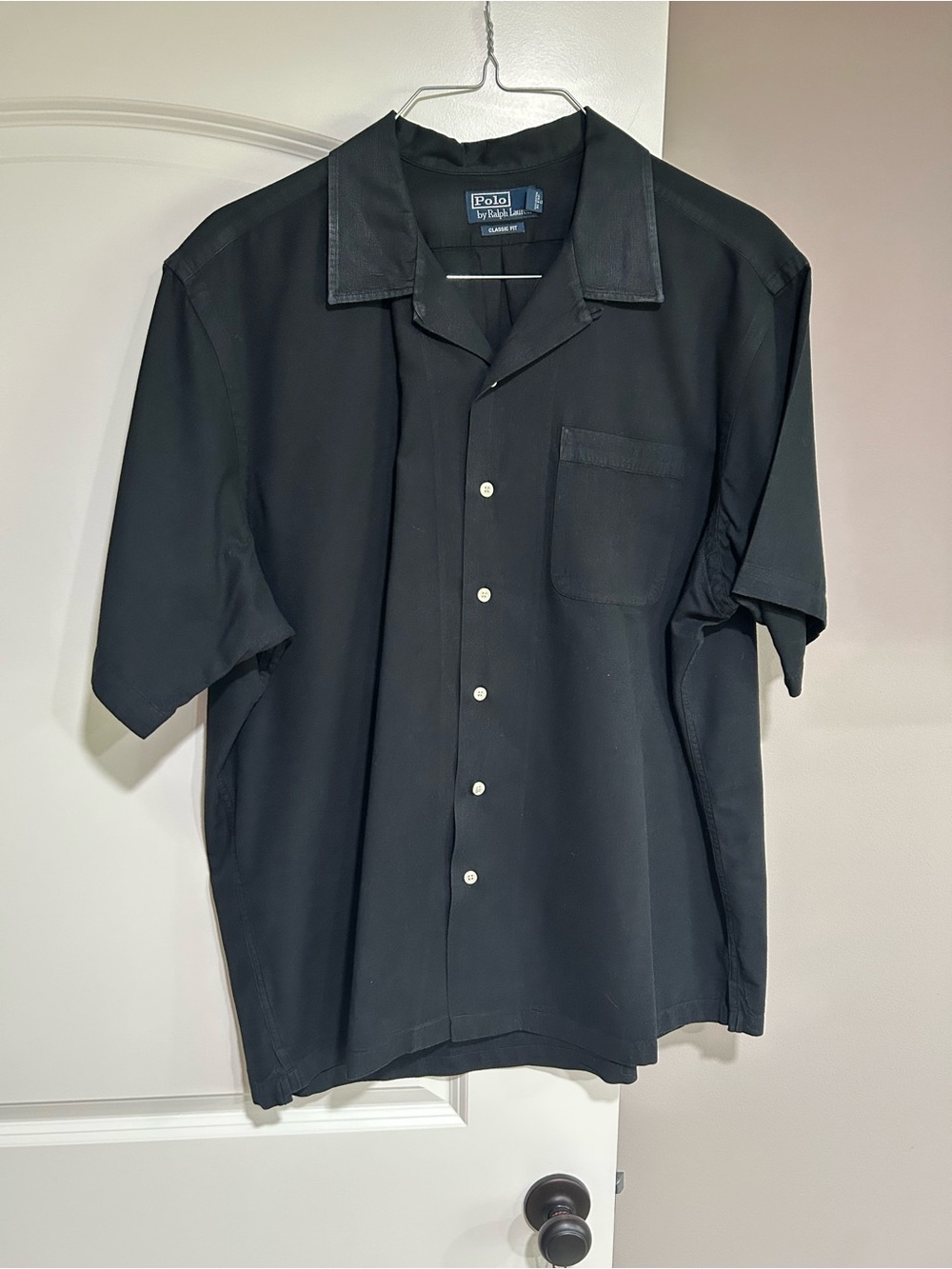 Ralph Lauren Black Short-Sleeve Button-Front Camp Shirt